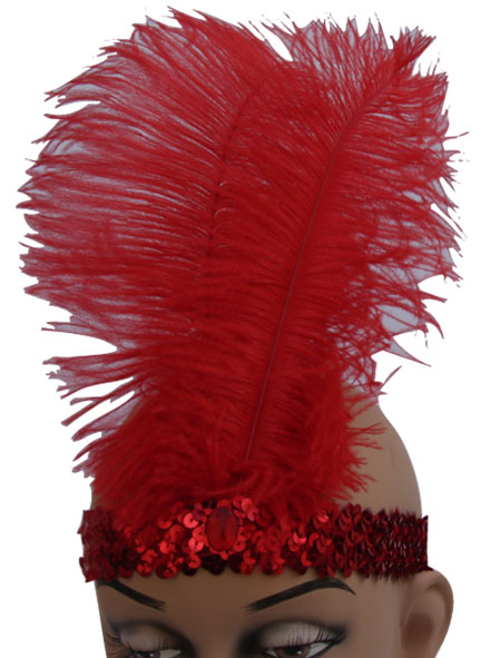Bandeau charleston rouge avec strass