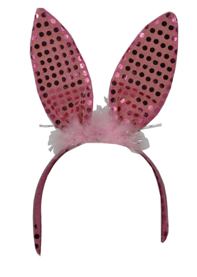 Diademe lapin paillette rose