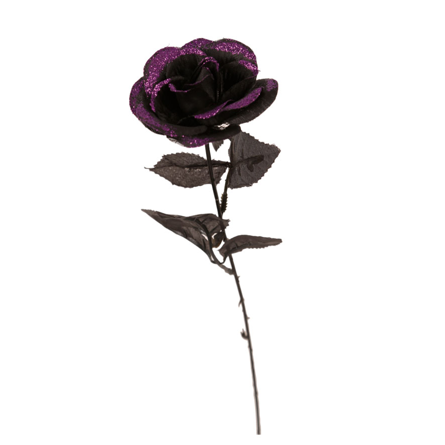 Decoration Rose noir glitter